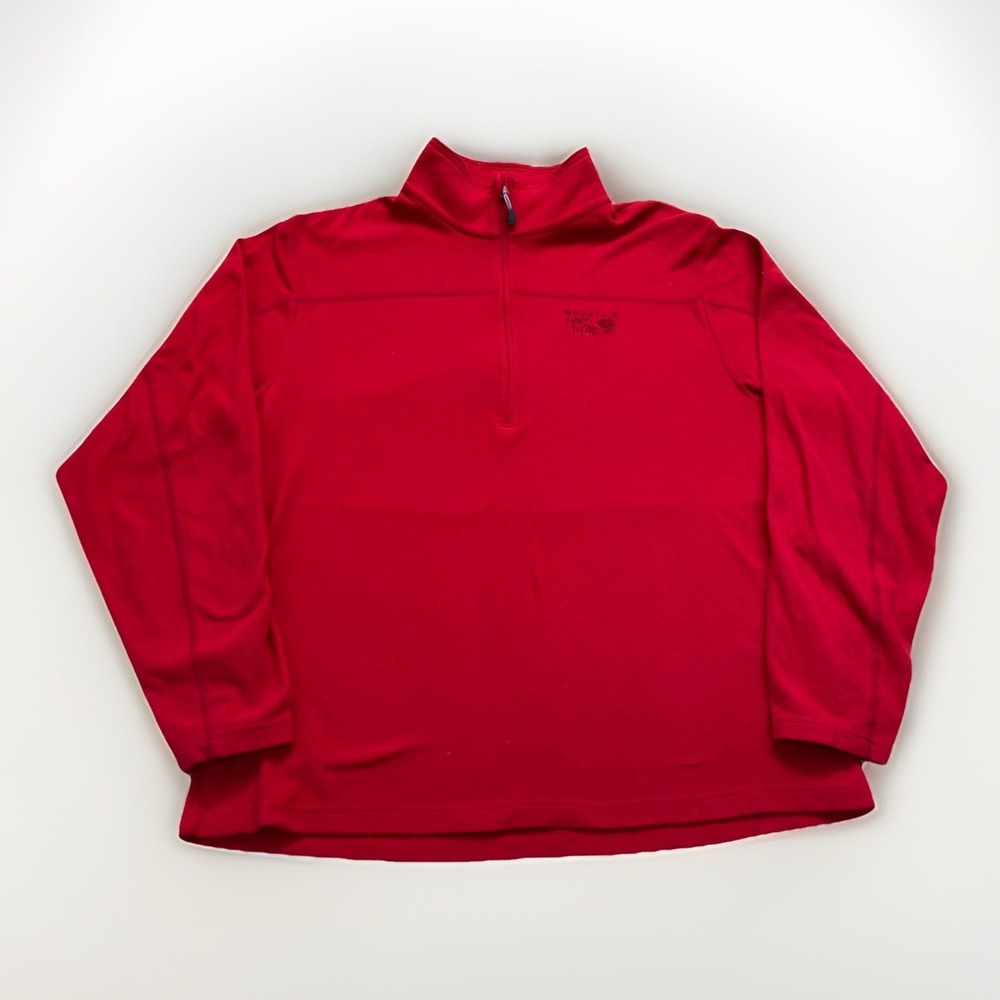 Mountain Hardwear Jacket Mens XL Red Fleece Pullover 1/4 Zip Outdoor Hiking Logo